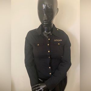 Coogi Embellished Logo Unisex Black Shirt Long Sleeve, Size Small